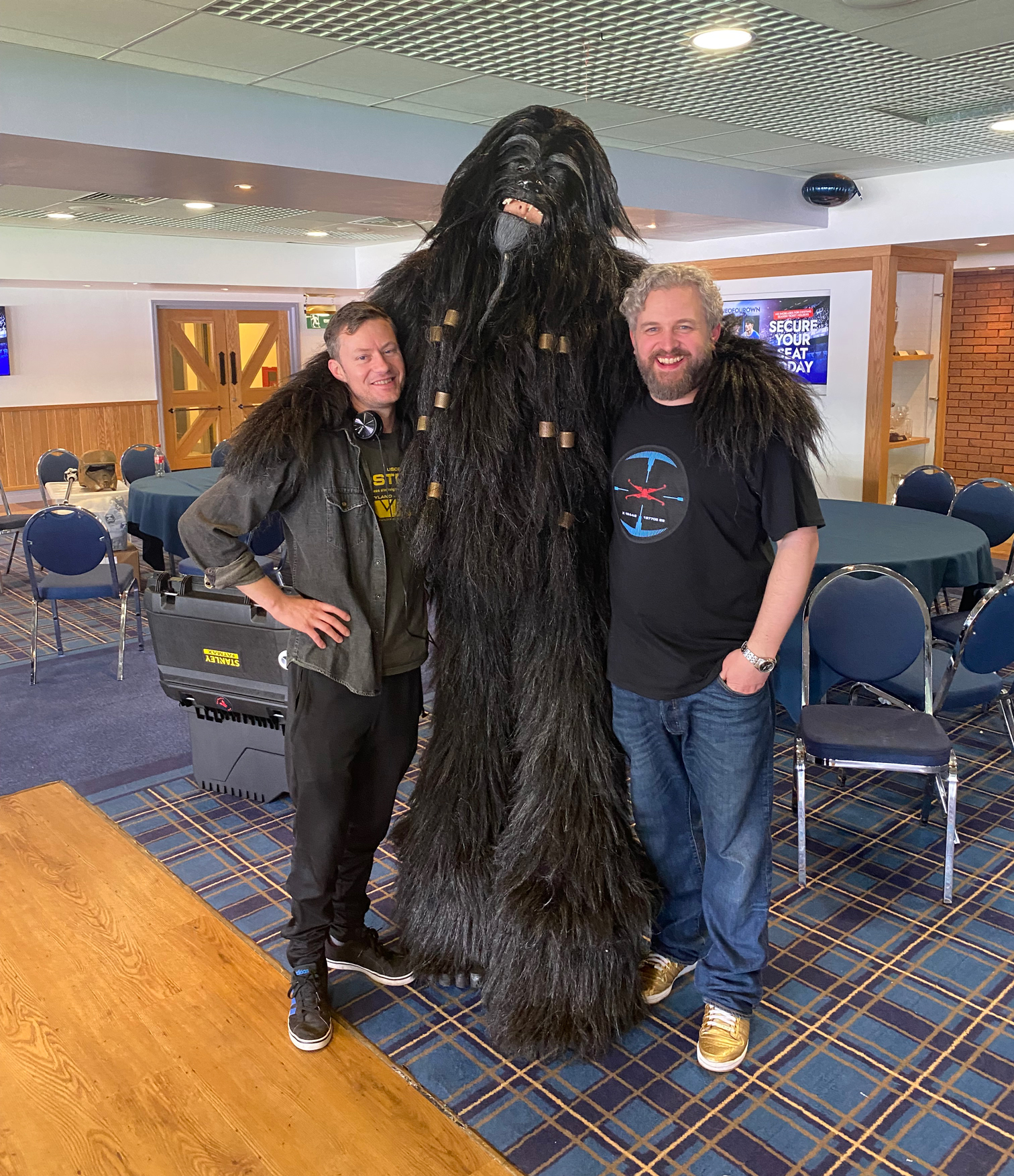 Team Finding Ford. Creator Patrick J O'Hare & Director Steve Pilling with A Wookie!